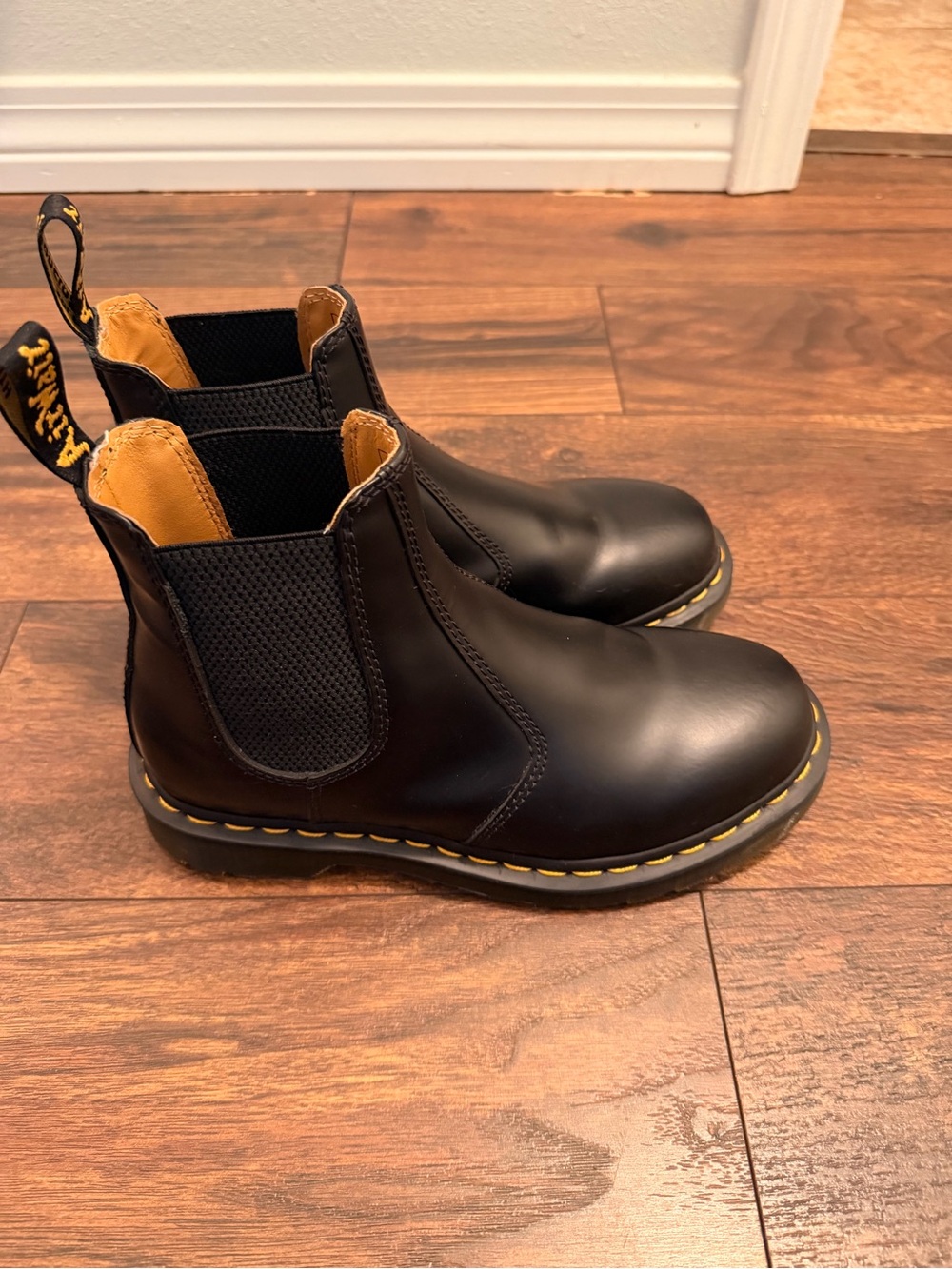 Dr. Martens Women's Black Chelsea Boots with Yellow Stitching